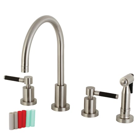 Kingston Brass KS8728DKLBS Kaiser 8" Widespread Kitchen Faucet W/ Brass Sprayer, Nickl KS8728DKLBS